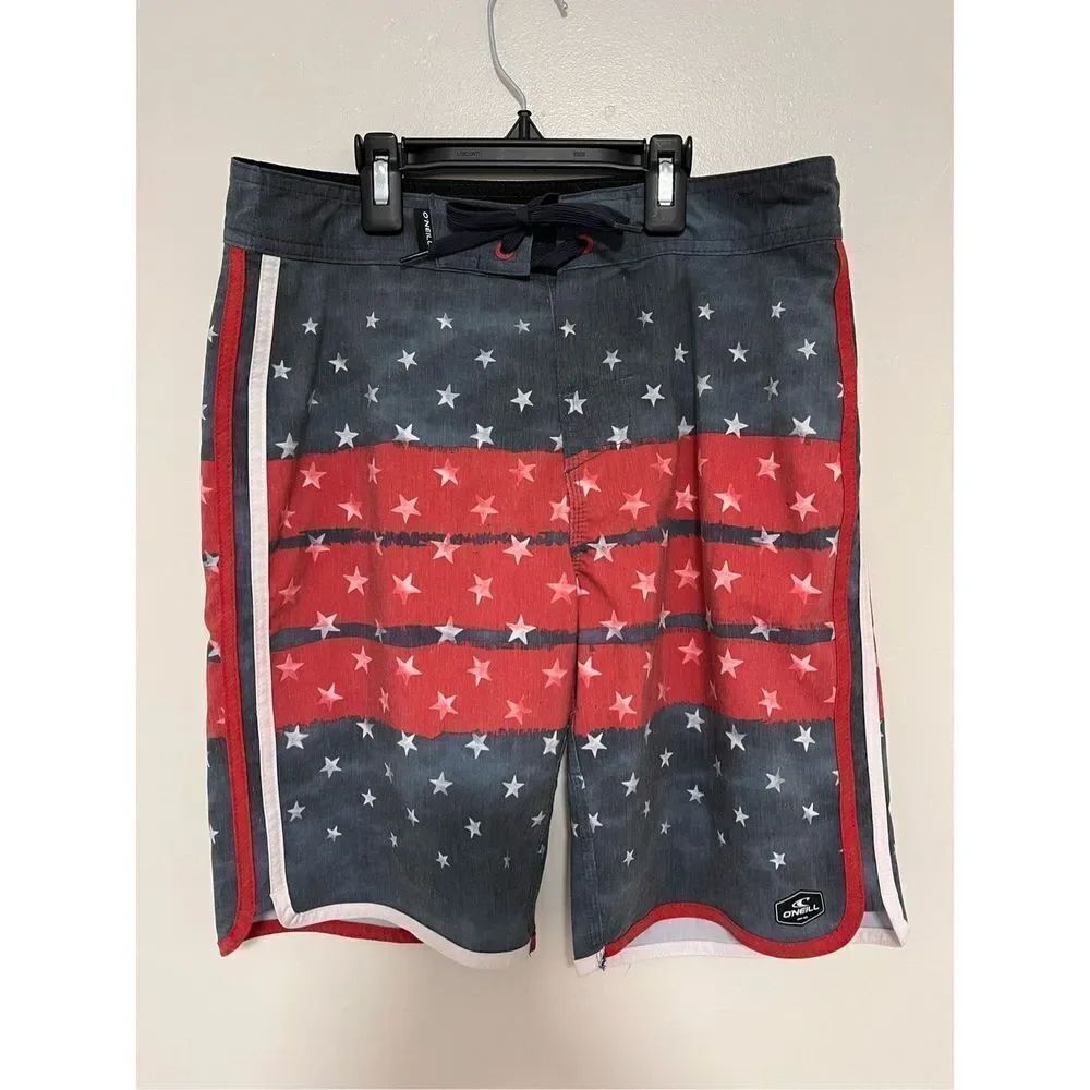 O’Neill Stars & Stripes Board Shorts sz 28 EUC